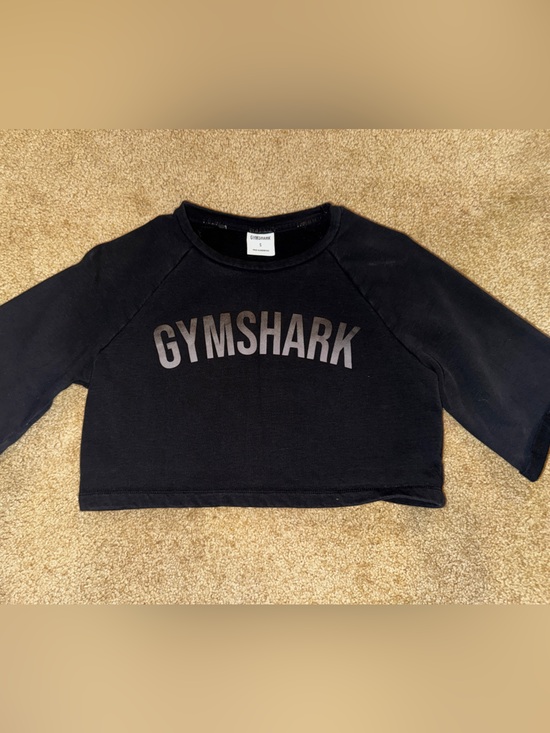 Gymshark Tops - Gymshark Black Cropped Sweatshirt Logo Pullover Size S